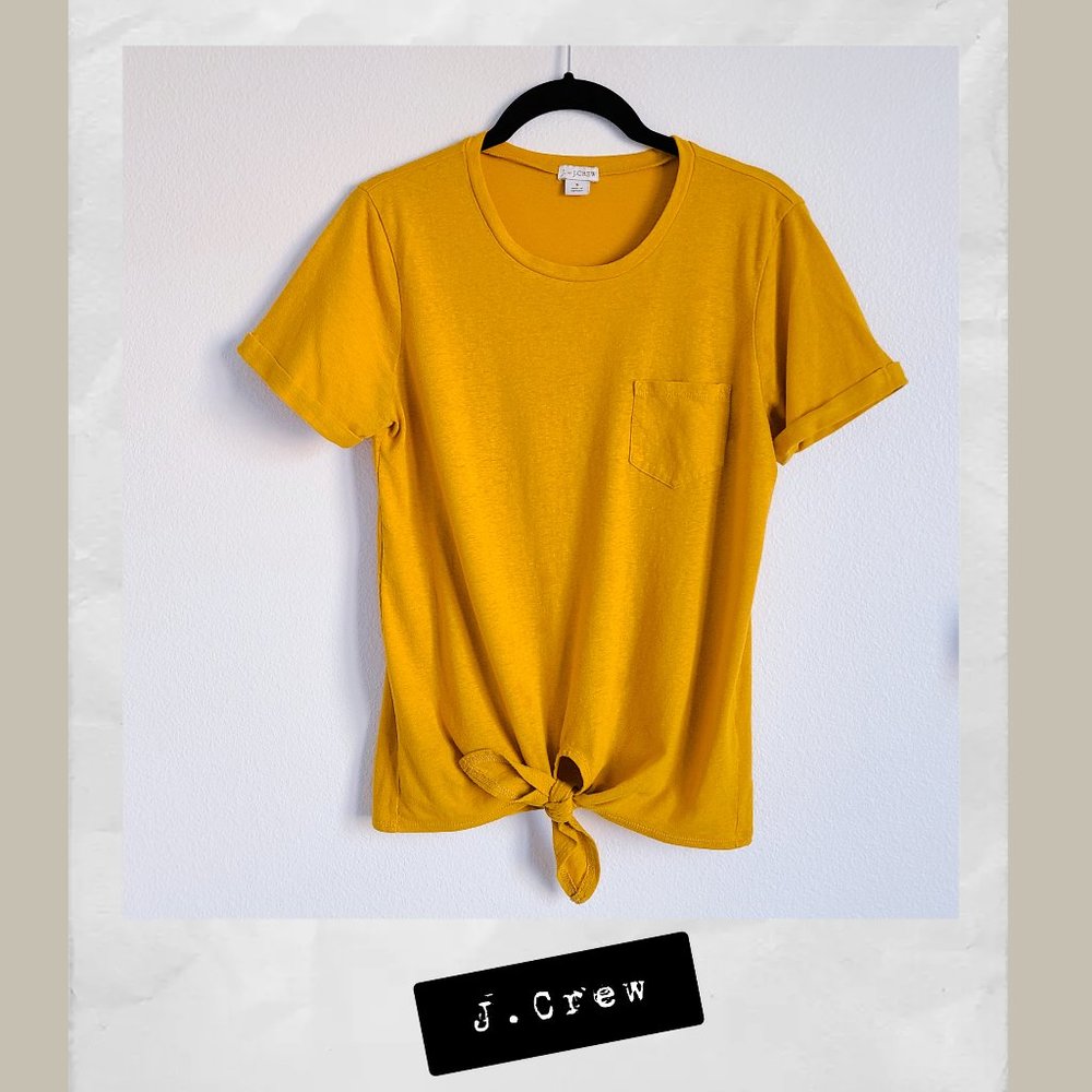 J. by J. Crew Tie Front Tee, S, Mustard Yellow